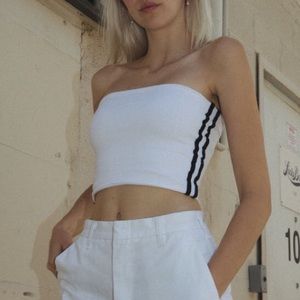 white brandy melville tube top with black stripes